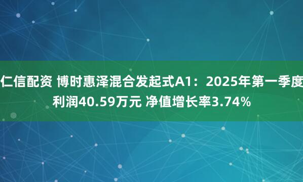 仁信配资 博时惠泽混合发起式A1：2025年第一季度利润40.59万元 净值增长率3.74%